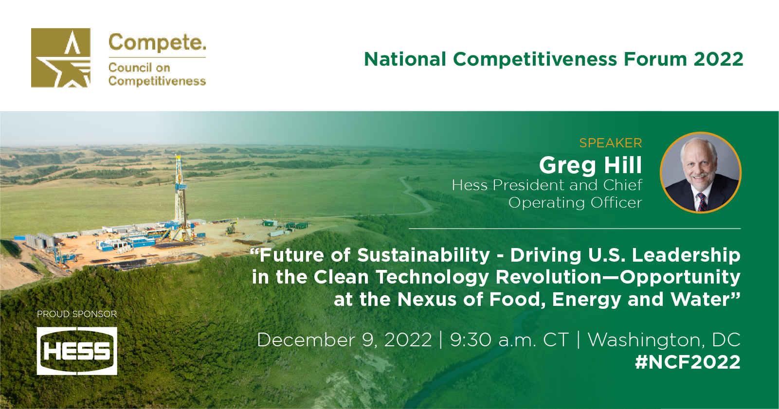 Greg Hill to Speak at National Competitiveness Forum 2022