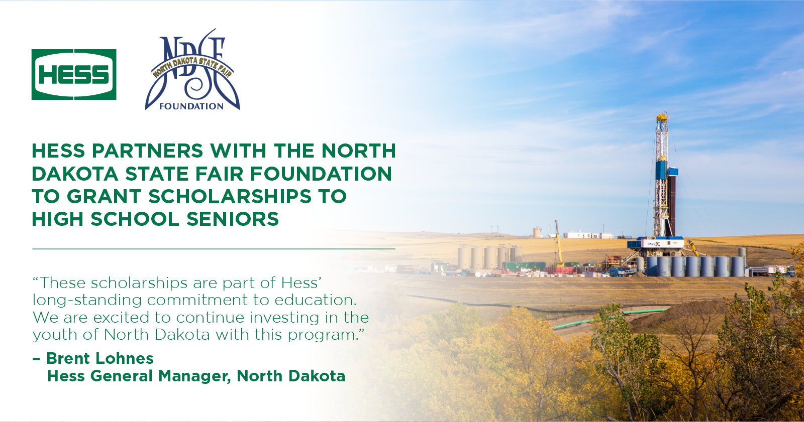 Hess to Grant Scholarships for High School Seniors in North Dakota